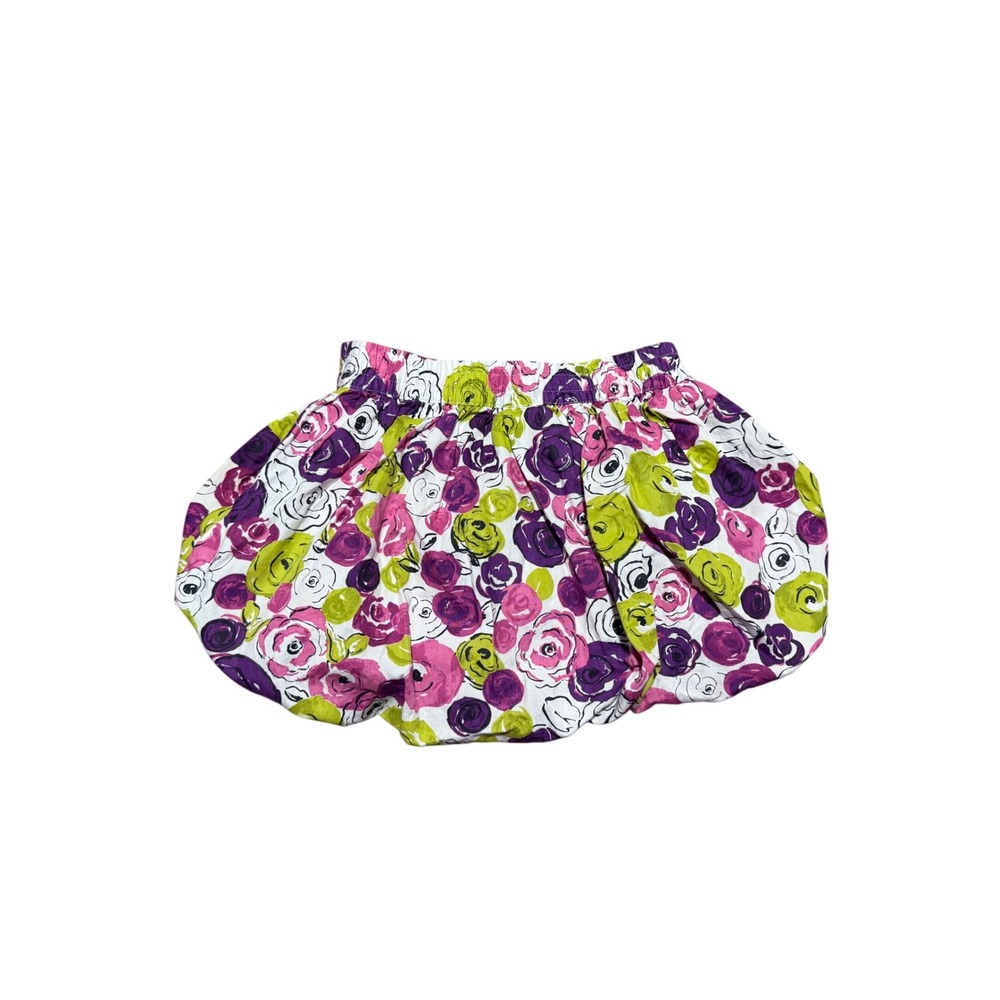 Janie and Jack Girls 2T Floral Bubble Skirt Purple Pink Green Cotton Rose Print